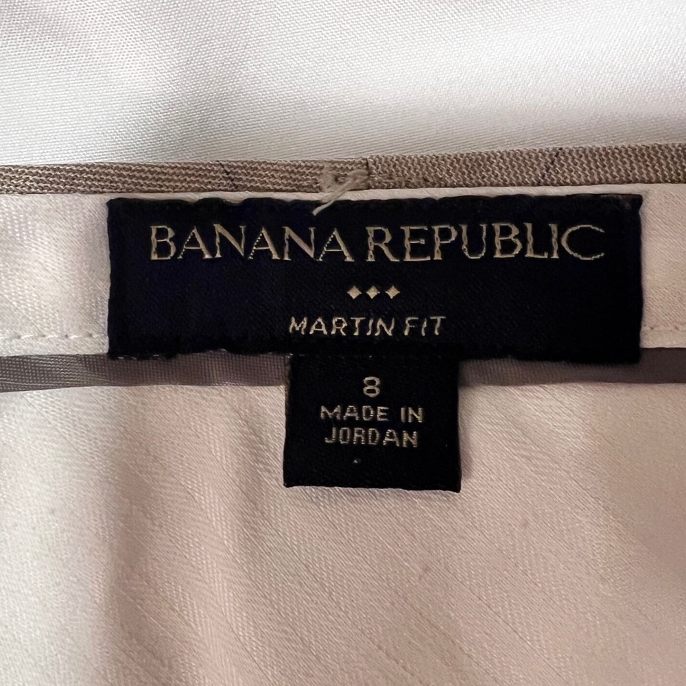 Banana Republic Martin Fit Pants Womens 8 Tan Plaid Career Straight Leg Stretch - Picture 3 of 6